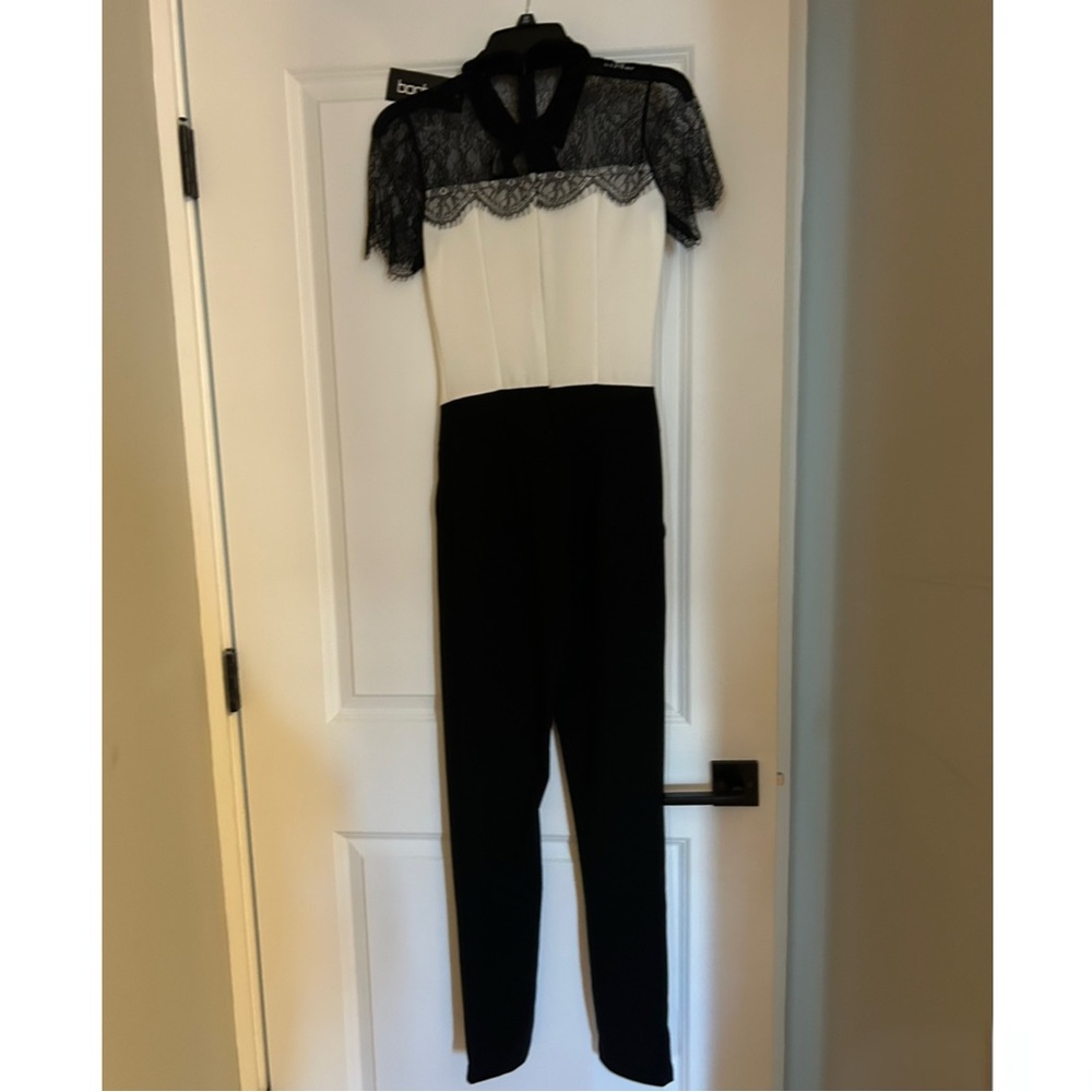 Boohoo Black and White Lace Jumpsuit - Picture 2 of 6